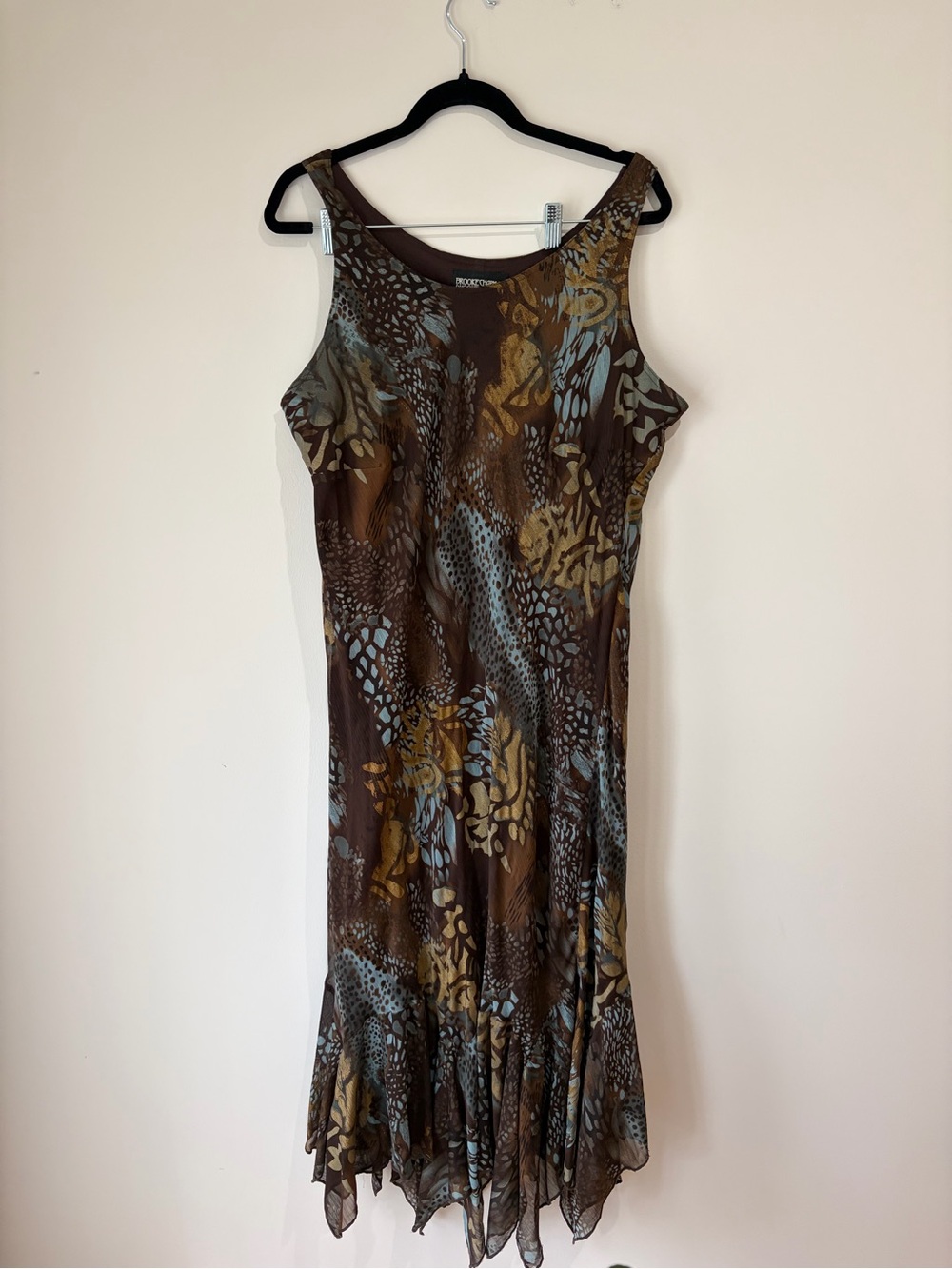 Brooke Chapman y2k vintage Brown & Blue leopard paisley pattern fairy Midi Dress